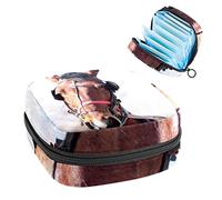 Bolsa de almacenamiento para servilletas sanitarias, bolsa de almacenamiento portátil para servilletas, foto de caballo fresca, Varios colores, 4.7x6.6x6.6 in/12x17x17 cm