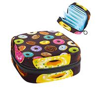 Bolsa de almacenamiento para servilletas sanitarias, bolsa de almacenamiento portátil para servilletas sanitarias, delicioso patrón de chocolate de dona, Varios colores, 4.7x6.6x6.6 in/12x17x17 cm