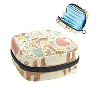 Bolsa de almacenamiento para servilletas sanitarias, bolsa de almacenamiento portátil para servilletas sanitarias, reunión de animales felices, Varios colores, 4.7x6.6x6.6 in/12x17x17 cm