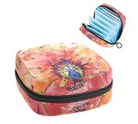 Bolsa de almacenamiento para servilletas sanitarias, bolsa de almacenamiento portátil para servilletas, pavo real en flor Gouache pintura, Varios colores, 4.7x6.6x6.6 in/12x17x17 cm