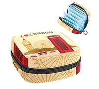 Bolsa de almacenamiento para servilletas sanitarias, bolsa de almacenamiento portátil para servilletas, I Love London Symbols Big Ben, Varios colores, 4.7x6.6x6.6 in/12x17x17 cm