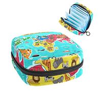 Bolsa de almacenamiento para servilletas sanitarias, bolsa de almacenamiento portátil para servilletas, mapa del mundo, Varios colores, 4.7x6.6x6.6 in/12x17x17 cm