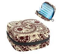 Bolsa de almacenamiento para servilletas sanitarias, bolsa de almacenamiento portátil para servilletas, diseño de henna india geométrico indio, Varios colores, 4.7x6.6x6.6 in/12x17x17 cm