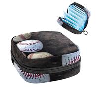 Bolsa de almacenamiento para servilletas sanitarias, bolsa de almacenamiento portátil para servilletas sanitarias, primer plano de pelotas de béisbol sucias, Varios colores, 4.7x6.6x6.6 in/12x17x17 cm