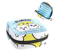 Bolsa de almacenamiento para servilletas sanitarias, bolsa de almacenamiento portátil para servilletas sanitarias, siempre sonríe, divertido emoticono nubes solares, Varios colores, 4.7x6.6x6.6 in/12x17x17 cm