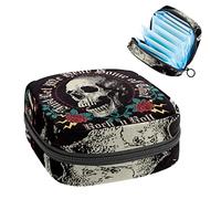 Bolsa de almacenamiento para servilletas sanitarias, bolsa de almacenamiento portátil para servilletas sanitarias, calavera floral Rock and Roll, Varios colores, 4.7x6.6x6.6 in/12x17x17 cm
