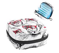 Bolsa de almacenamiento para servilletas sanitarias, bolsa de almacenamiento portátil para servilletas sanitarias, orangutanes con gafas rojas, Varios colores, 4.7x6.6x6.6 in/12x17x17 cm