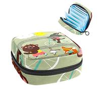 Bolsa de almacenamiento para servilletas sanitarias, bolsa de almacenamiento portátil para servilletas sanitarias, divertido conejo de zorro con bicicleta, Varios colores, 4.7x6.6x6.6 in/12x17x17 cm