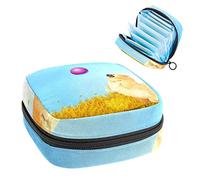 Bolsa de almacenamiento para servilletas sanitarias, bolsa de almacenamiento portátil para servilletas sanitarias, lindo perro Spitz jugando pelota campo de trigo, Varios colores, 4.7x6.6x6.6 in/12x17x17 cm