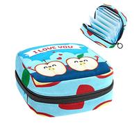 Bolsa de almacenamiento para servilletas sanitarias, bolsa de almacenamiento portátil para servilletas sanitarias, divertida para el día de San Valentín, Apple I Love You, Varios colores, 4.7x6.6x6.6 in/12x17x17 cm