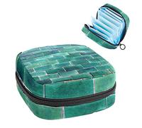Bolsa de almacenamiento para servilletas sanitarias, bolsa de almacenamiento portátil para servilletas sanitarias, ladrillos esmaltados verdes de Portugal, Varios colores, 4.7x6.6x6.6 in/12x17x17 cm