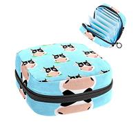 Bolsa de almacenamiento para servilletas sanitarias, bolsa de almacenamiento portátil para servilletas, bonita vaca de dibujos animados sobre fondo azul, Varios colores, 4.7x6.6x6.6 in/12x17x17 cm