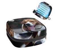 Bolsa de almacenamiento para servilletas sanitarias, bolsa de almacenamiento portátil para servilletas sanitarias, Little Beagle pegando la lengua, Varios colores, 4.7x6.6x6.6 in/12x17x17 cm