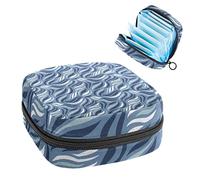 Bolsa de almacenamiento para servilletas sanitarias, bolsa de almacenamiento portátil para servilletas sanitarias, patrón de hojas onduladas simples azul-01, Varios colores, 4.7x6.6x6.6 in/12x17x17 cm