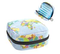 Bolsa de almacenamiento para servilletas sanitarias, bolsa de almacenamiento portátil para servilletas, mapa del mundo, Varios colores, 4.7x6.6x6.6 in/12x17x17 cm