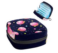 Bolsa de almacenamiento para servilletas sanitarias, bolsa de almacenamiento portátil para servilletas, dona espacial, universo planeta, Varios colores, 4.7x6.6x6.6 in/12x17x17 cm