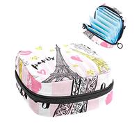 Bolsa de almacenamiento para servilletas sanitarias, bolsa de almacenamiento portátil para servilletas, Torre Eiffel París, rosa, Varios colores, 4.7x6.6x6.6 in/12x17x17 cm