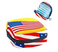 Bolsa de almacenamiento para servilletas sanitarias, bolsa de almacenamiento portátil para servilletas sanitarias, banderas americanas con fondo amarillo, Varios colores, 4.7x6.6x6.6 in/12x17x17 cm