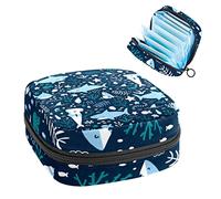 Bolsa de almacenamiento para servilletas sanitarias, bolsa de almacenamiento portátil para servilletas, azul tiburón océano, Varios colores, 4.7x6.6x6.6 in/12x17x17 cm