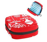 Bolsa de almacenamiento para servilletas sanitarias, bolsa de almacenamiento portátil para servilletas sanitarias, adorno rojo de Feliz Navidad, 02, Varios colores, 4.7x6.6x6.6 in/12x17x17 cm