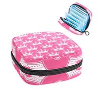 Bolsa de almacenamiento para servilletas sanitarias, bolsa de almacenamiento portátil para servilletas sanitarias, corona de princesa rosa con joyas de corazón, Varios colores, 4.7x6.6x6.6 in/12x17x17 cm