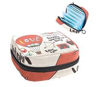 Bolsa de almacenamiento para servilletas sanitarias, bolsa de almacenamiento portátil para servilletas sanitarias, globo de aire caliente Reto Happy Valentine's Day Love, Varios colores, 4.7x6.6x6.6 in/12x17x17 cm