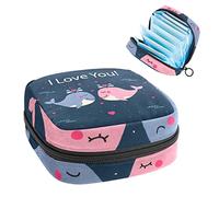 Bolsa de almacenamiento para servilletas sanitarias, bolsa de almacenamiento portátil para servilletas, bonita ballena de dibujos animados I Love You, Varios colores, 4.7x6.6x6.6 in/12x17x17 cm