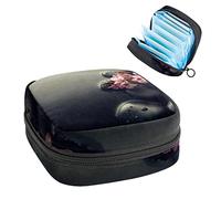 Bolsa de almacenamiento para servilletas sanitarias, bolsa de almacenamiento portátil para servilletas sanitarias, hermosas flores rosadas, piedras calientes negras para spa en agua y fondo húmedo, Varios colores, 4.7x6.6x6.6 in/12x17x17 cm