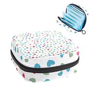 Bolsa de almacenamiento para servilletas sanitarias, bolsa de almacenamiento portátil para servilletas, fondo con patrón de corazones, Varios colores, 4.7x6.6x6.6 in/12x17x17 cm