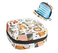 Bolsa de almacenamiento para servilletas sanitarias, bolsa de almacenamiento portátil para servilletas sanitarias, animal tribal de la selva del bosque, Varios colores, 4.7x6.6x6.6 in/12x17x17 cm
