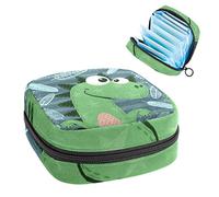 Bolsa de almacenamiento para servilletas sanitarias, bolsa de almacenamiento portátil para servilletas sanitarias, personajes de dinosaurios locos, Varios colores, 4.7x6.6x6.6 in/12x17x17 cm