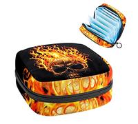 Bolsa de almacenamiento para servilletas sanitarias, bolsa de almacenamiento portátil para servilletas, increíble calavera pirata de fuego, Varios colores, 4.7x6.6x6.6 in/12x17x17 cm