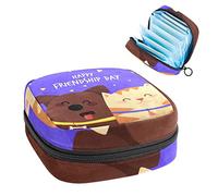 Bolsa de almacenamiento para servilletas sanitarias, bolsa de almacenamiento portátil para servilletas sanitarias, lindo perro y gato feliz día de la amistad, Varios colores, 4.7x6.6x6.6 in/12x17x17 cm