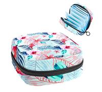 Bolsa de almacenamiento para servilletas sanitarias, bolsa de almacenamiento portátil para servilletas, hojas verdes tropicales, flores rosas, Varios colores, 4.7x6.6x6.6 in/12x17x17 cm