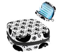 Bolsa de almacenamiento para servilletas sanitarias, bolsa de almacenamiento portátil para servilletas sanitarias, calavera negra y patrón de flores, tablero artístico 1-01, Varios colores, 4.7x6.6x6.6 in/12x17x17 cm