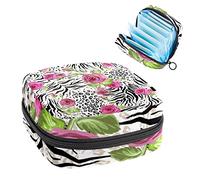 Bolsa de almacenamiento para servilletas sanitarias, bolsa de almacenamiento portátil para servilletas, piel de animal y patrón de rosas, Varios colores, 4.7x6.6x6.6 in/12x17x17 cm