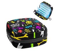 Bolsa de almacenamiento para servilletas sanitarias, bolsa de almacenamiento portátil para servilletas sanitarias, calavera musical Rock 'N' Roll, Varios colores, 4.7x6.6x6.6 in/12x17x17 cm