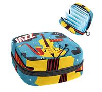 Bolsa de almacenamiento para servilletas sanitarias, bolsa de almacenamiento portátil para servilletas, póster de jazz vector, Varios colores, 4.7x6.6x6.6 in/12x17x17 cm