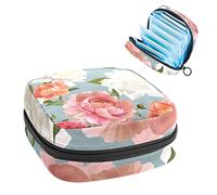 Bolsa de almacenamiento para servilletas sanitarias, bolsa de almacenamiento portátil para servilletas sanitarias, patrón de peonía, Varios colores, 4.7x6.6x6.6 in/12x17x17 cm