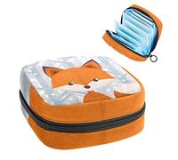 Bolsa de almacenamiento para servilletas sanitarias, bolsa de almacenamiento portátil para servilletas, adorable zorro antes del bosque 1-01, Varios colores, 4.7x6.6x6.6 in/12x17x17 cm