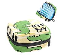 Bolsa de almacenamiento para servilletas sanitarias, bolsa de almacenamiento portátil para servilletas, It's a Boy Lovely Dinosaur-01, Varios colores, 4.7x6.6x6.6 in/12x17x17 cm