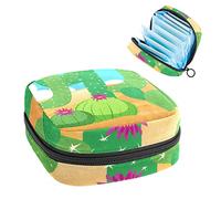 Bolsa de almacenamiento para servilletas sanitarias, bolsa de almacenamiento portátil para servilletas, campo del desierto con hermoso cactus, Varios colores, 4.7x6.6x6.6 in/12x17x17 cm