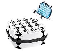 Bolsa de almacenamiento para servilletas sanitarias, bolsa de almacenamiento portátil para servilletas sanitarias, patrón cuadrado geométrico repetido en blanco y negro, Varios colores, 4.7x6.6x6.6 in/12x17x17 cm