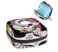 Bolsa de almacenamiento para servilletas sanitarias, bolsa de almacenamiento portátil para servilletas, calavera Rock and Roll, Varios colores, 4.7x6.6x6.6 in/12x17x17 cm