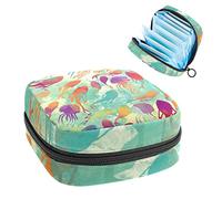 Bolsa de almacenamiento para servilletas sanitarias, bolsa de almacenamiento portátil para servilletas, color rojo y naranja, acuarela, peces, medusas, Varios colores, 4.7x6.6x6.6 in/12x17x17 cm