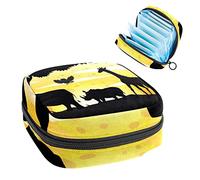 Bolsa de almacenamiento para servilletas sanitarias, bolsa de almacenamiento portátil para servilletas, Silueta Safari Scene at Dawn, Varios colores, 4.7x6.6x6.6 in/12x17x17 cm