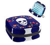 Bolsa de almacenamiento para servilletas sanitarias, bolsa de almacenamiento portátil para servilletas sanitarias, calavera de azúcar del día de los muertos de México, Varios colores, 4.7x6.6x6.6 in/12x17x17 cm