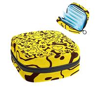 Bolsa de almacenamiento para servilletas sanitarias, bolsa de almacenamiento portátil para servilletas, patrón de amor de pata de hueso de perros amarillos, Varios colores, 4.7x6.6x6.6 in/12x17x17 cm