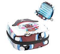 Bolsa de almacenamiento para servilletas sanitarias, bolsa de almacenamiento portátil para servilletas, lindo gato de dibujos animados pequeño pirata, Varios colores, 4.7x6.6x6.6 in/12x17x17 cm