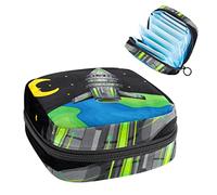 Bolsa de almacenamiento para servilletas sanitarias, bolsa de almacenamiento portátil para servilletas, nave espacial volando sobre el mundo, Varios colores, 4.7x6.6x6.6 in/12x17x17 cm